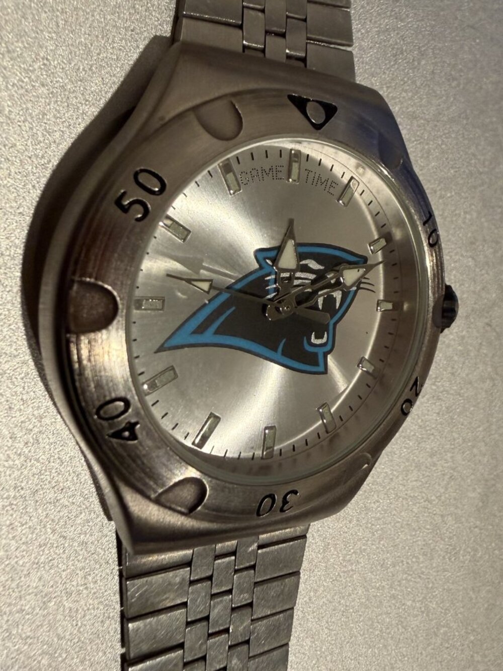 Game Time Carolina Panthers NFL Men's Watch Silver Stainless